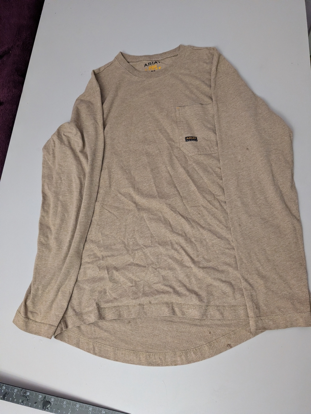 Ariat Rebar Medium Long Sleeve Pocket Tee in Light Tan